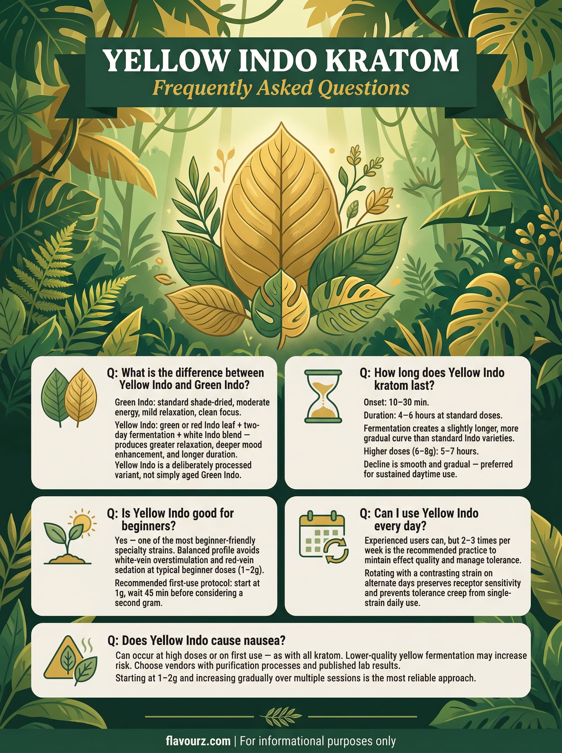 infographic for Yellow Indo Kratom 6 Best Vendors & Strain Review (2026) Frequently Asked Questions